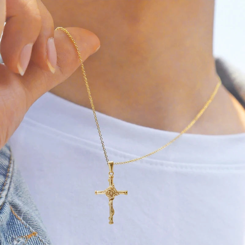 Rose Cross Pendant